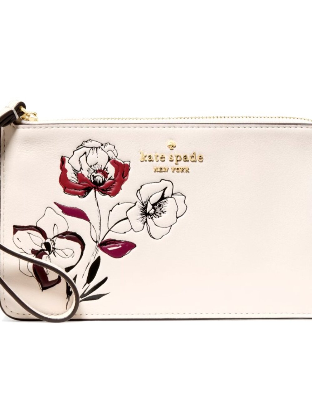 New Kate Spade New York Lucy Floral Medium Wristlet Cream Multi